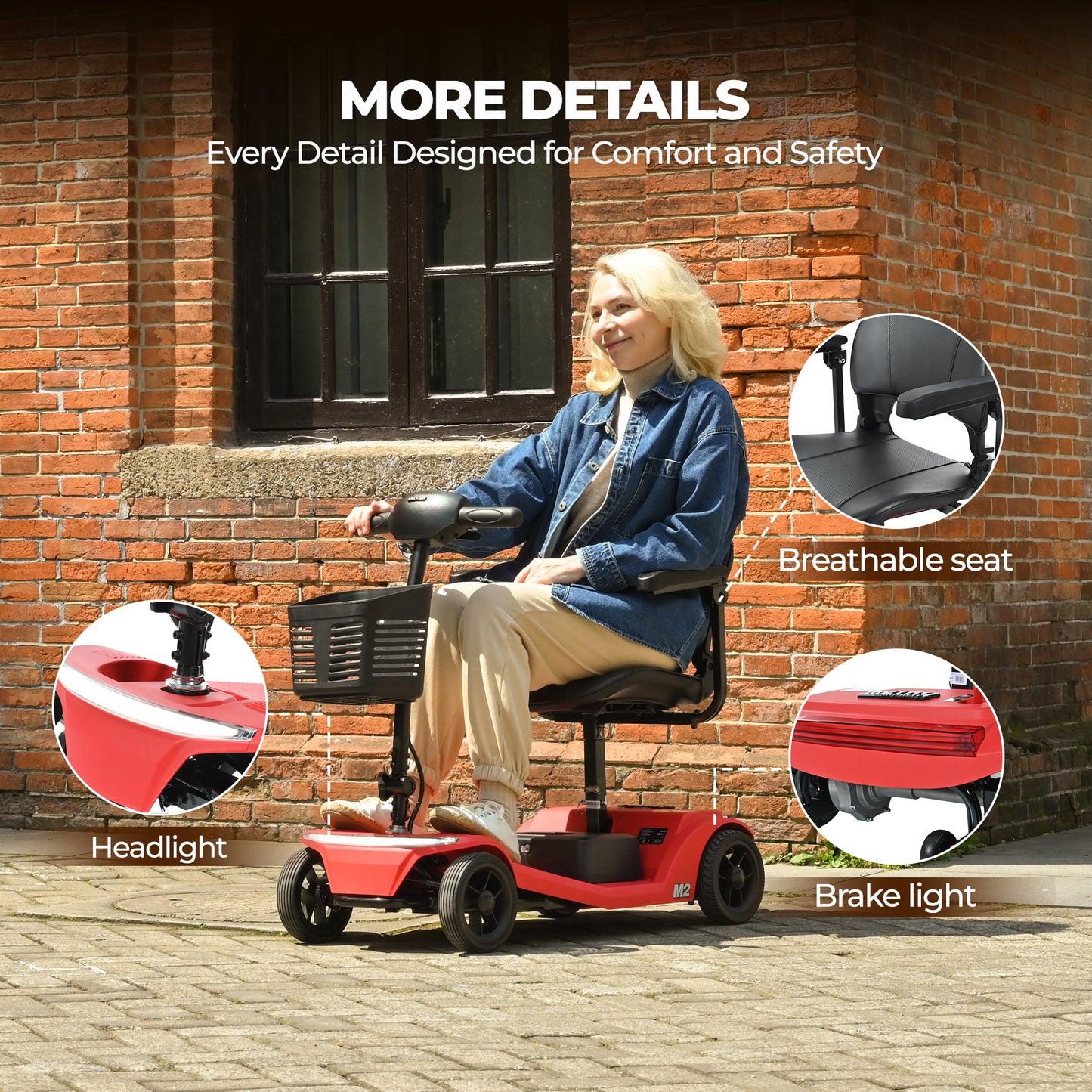 Patinete eléctrico plegable M2 de 4 ruedas para adultos