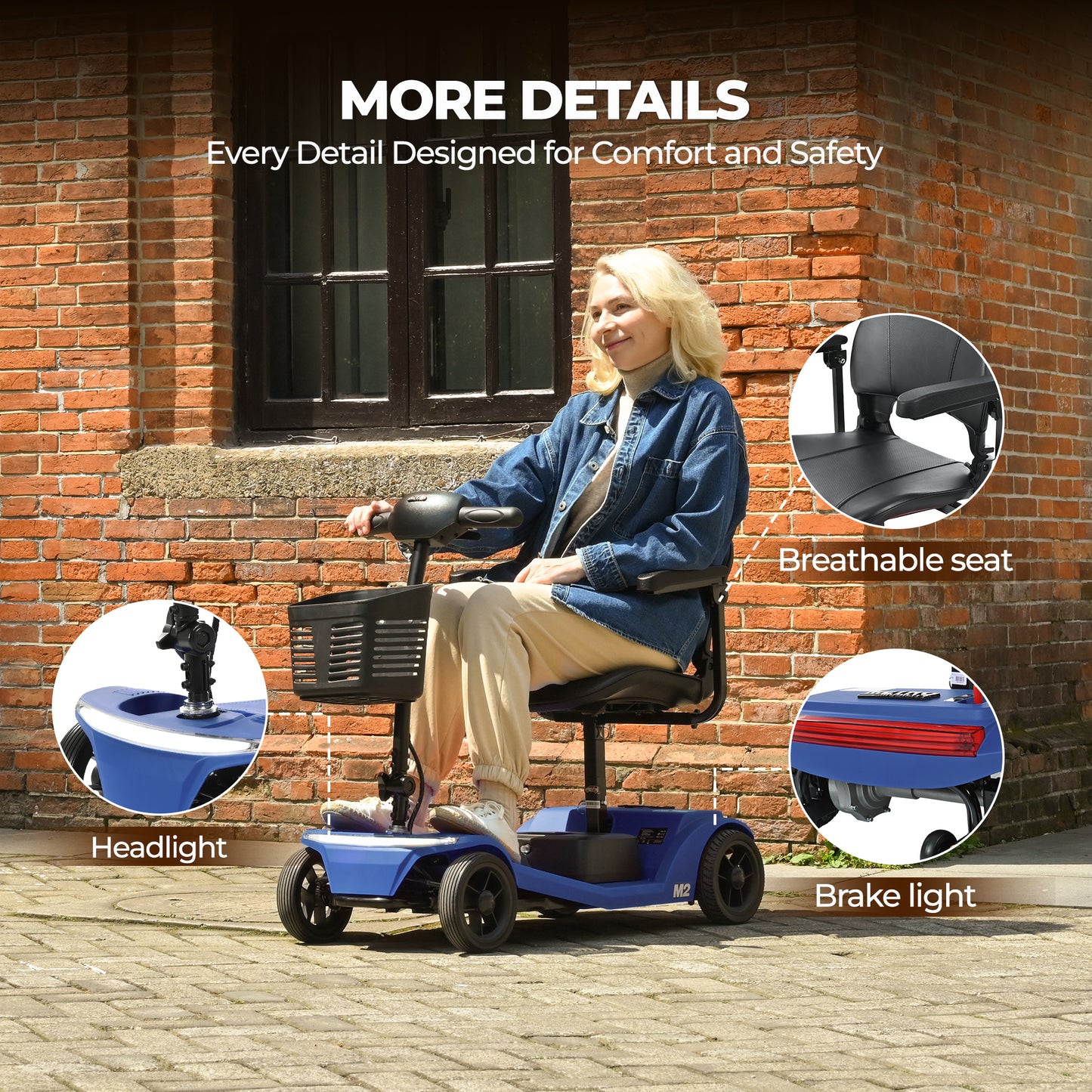 Patinete eléctrico plegable M2 de 4 ruedas para adultos