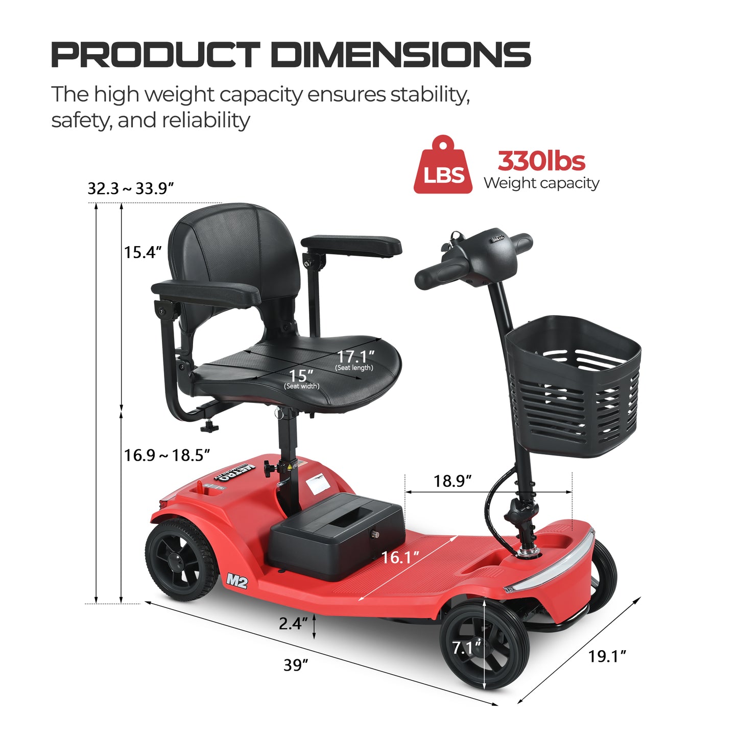 Patinete eléctrico plegable M2 de 4 ruedas para adultos