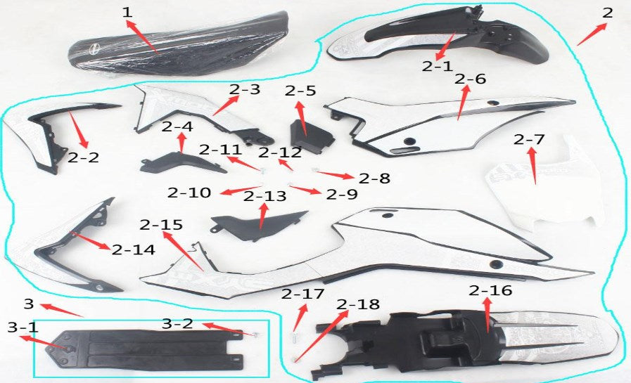 Guardabarros de plástico SYX MOTO Whip, repuestos para motos de cross Whip de 125 cc