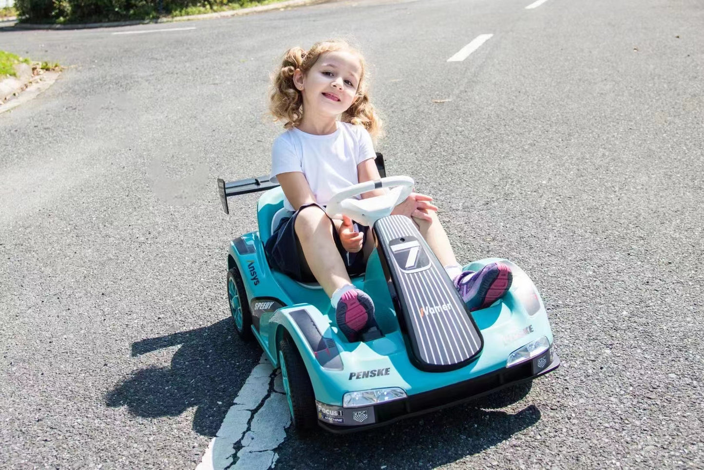 Kart eléctrico de 12 V para niños, coche de control remoto con cinturón de seguridad
