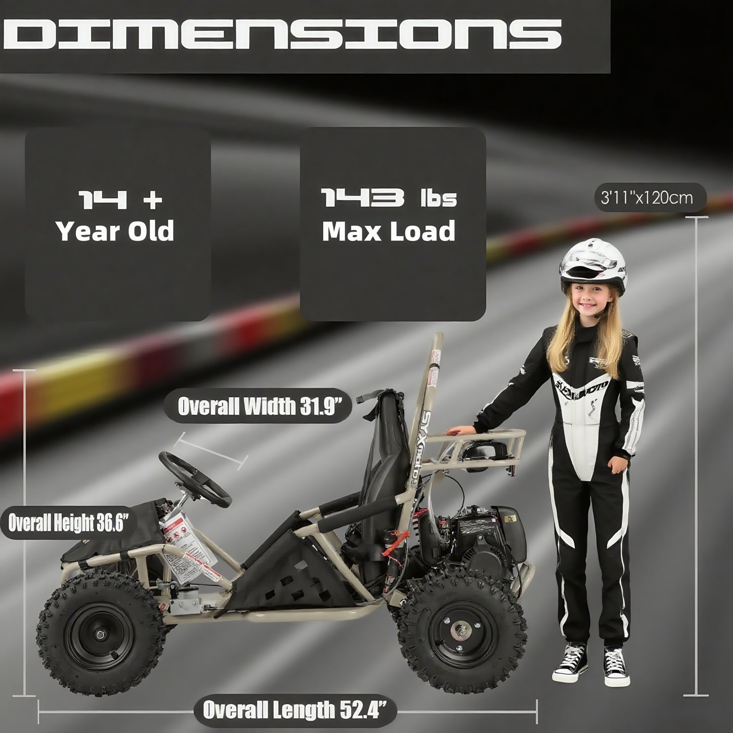 SYX MOTO GK-49A 50cc 4 Stroke Go Kart