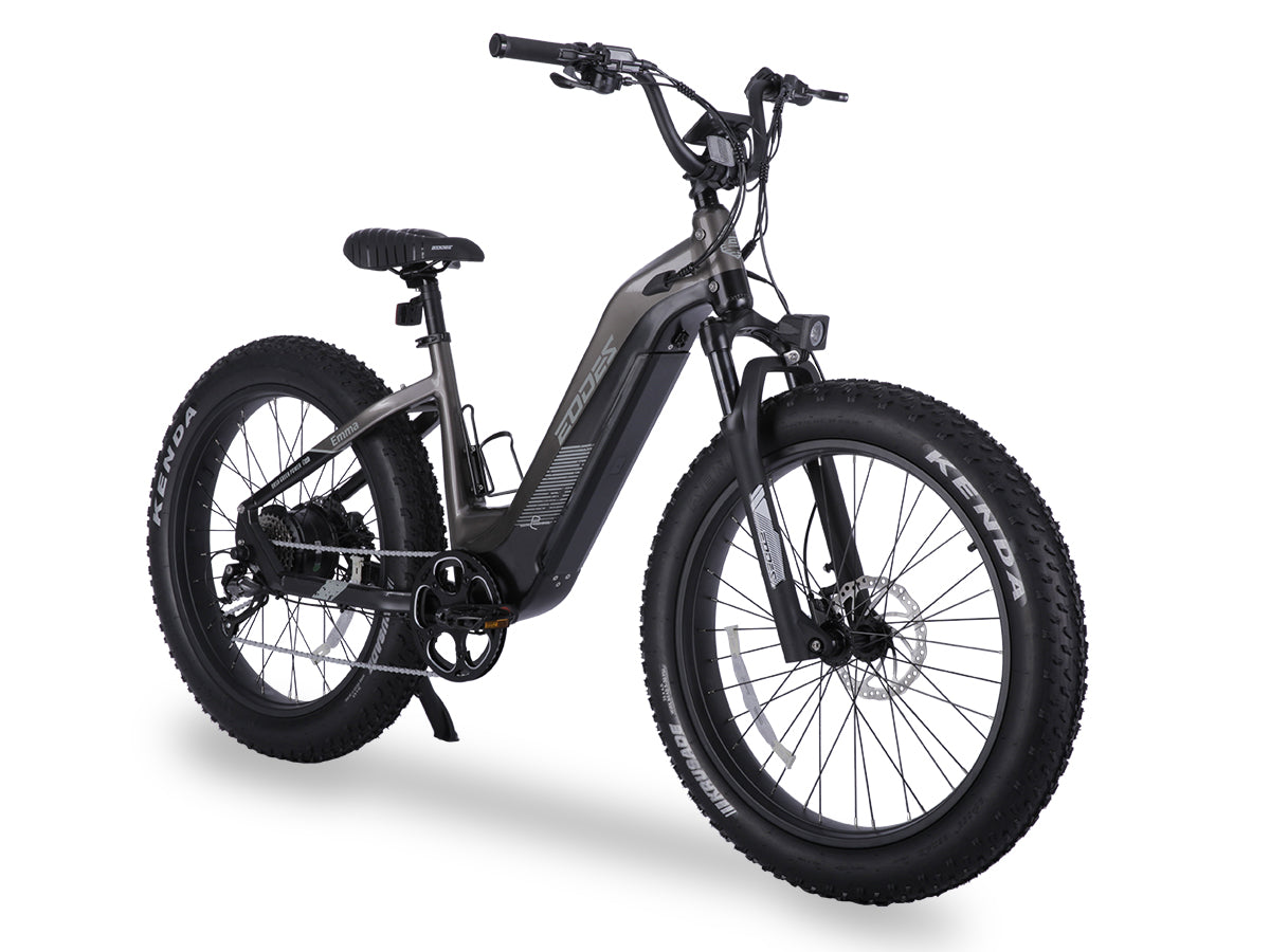 Bicicleta eléctrica EODES Emma de 750 W con neumáticos anchos para adultos, hasta 43 km/h y alcance máximo de 69 km.