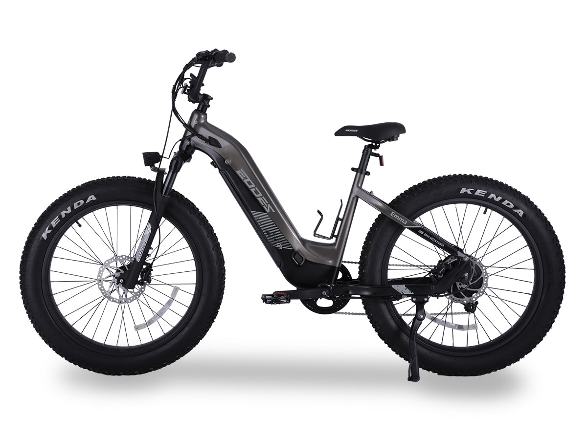 Bicicleta eléctrica EODES Emma de 750 W con neumáticos anchos para adultos, hasta 43 km/h y alcance máximo de 69 km.
