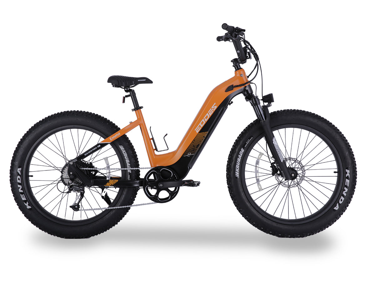 Bicicleta eléctrica EODES Emma de 750 W con neumáticos anchos para adultos, hasta 43 km/h y alcance máximo de 69 km.