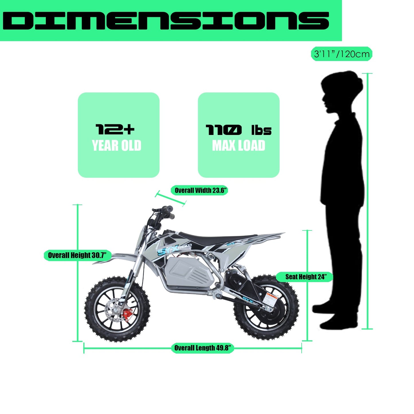 KBE 500W 36V Electric Beginner Kids Mini Dirt Bike Ride on