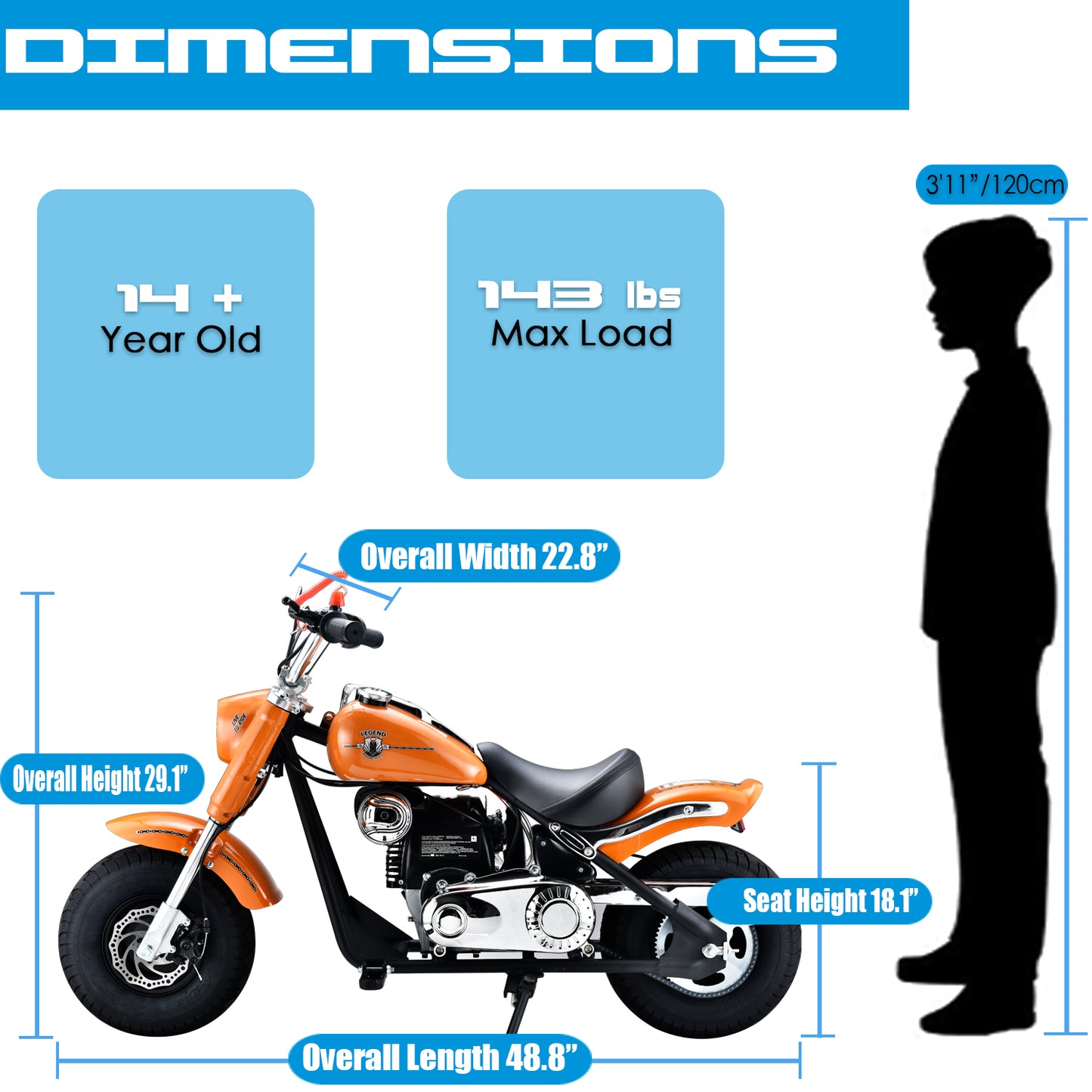 SYX MOTO MT-7 40cc 4 Stroke Mini Cruiser Motorcycle Dirt Bike