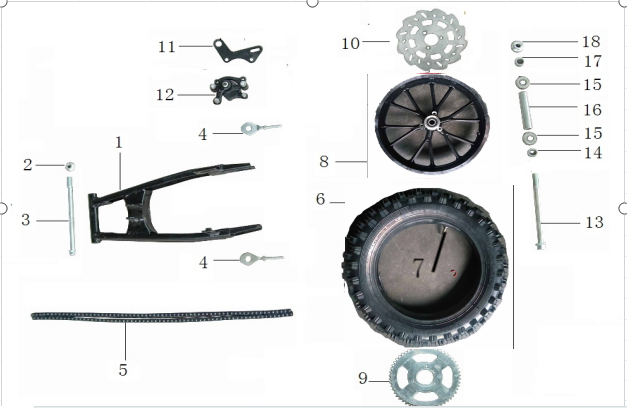 SYX MOTO Rear Wheel Replacement Parts for MK 40cc Dirt Bike