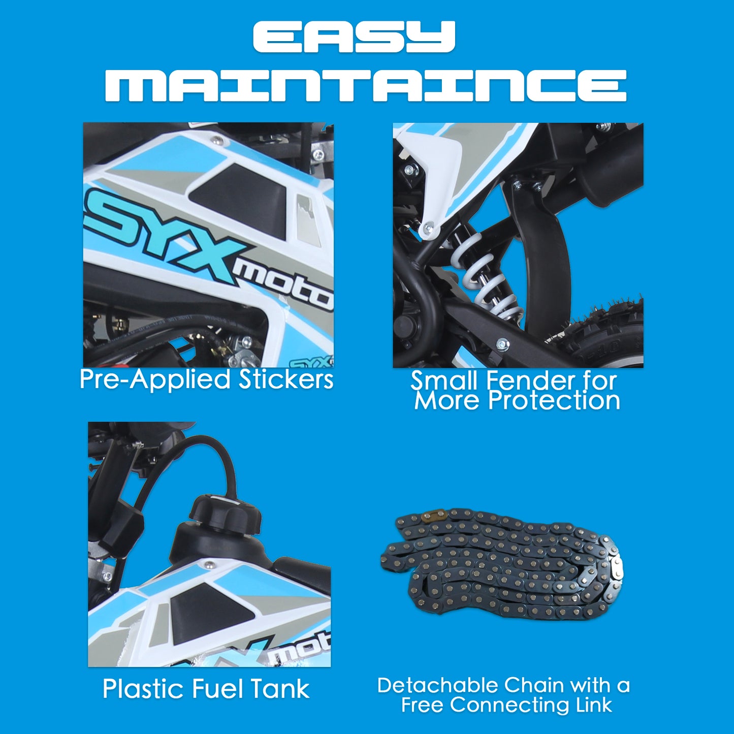 SYX MOTO VK 58cc 4 Stroke Real Motorcycle Engine Pull Start Mini Dirt Bike