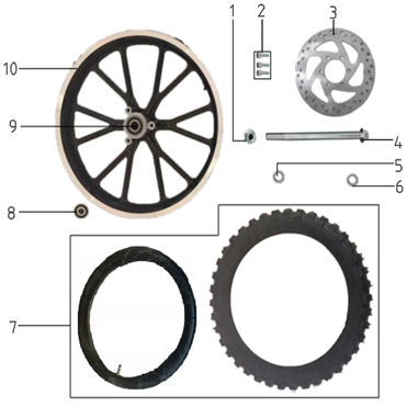 Repuestos para rueda delantera SYX MOTO para motocross VK de 58 cc