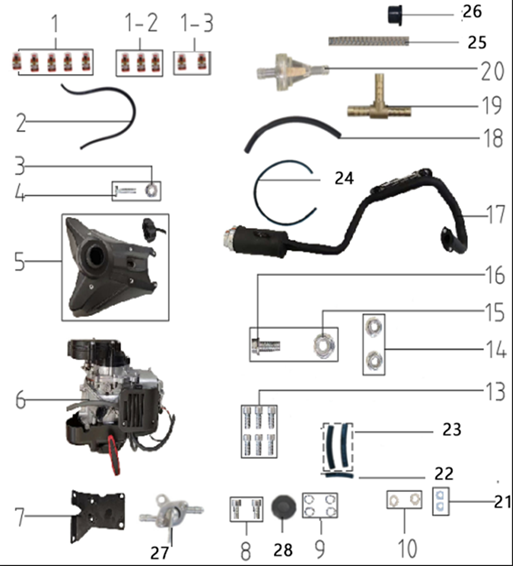 Repuestos para motor SYX MOTO para motocross VK de 58 cc