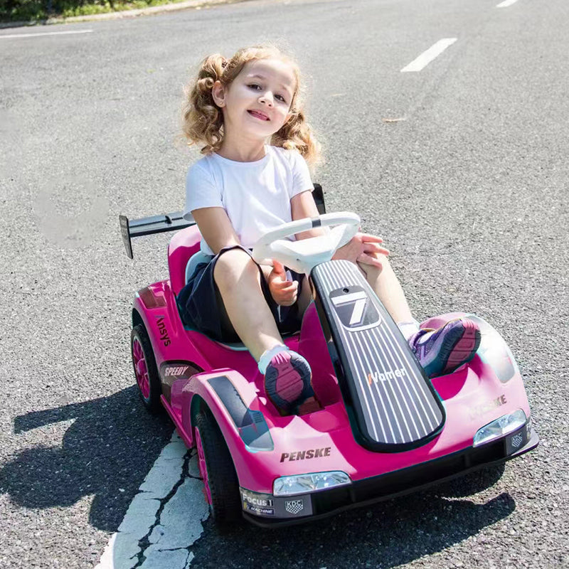 Kart eléctrico de 12 V para niños, coche de control remoto con cinturón de seguridad