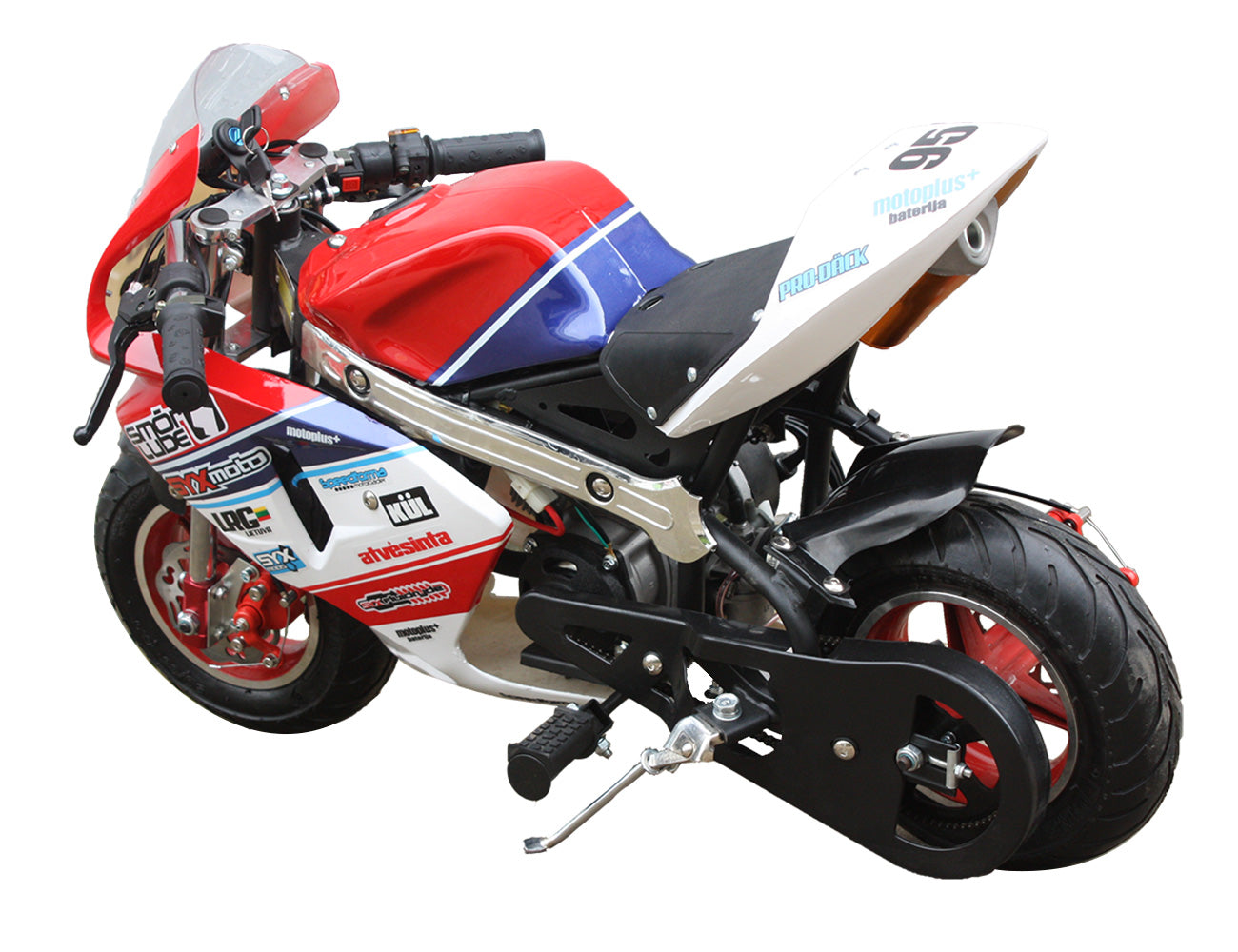 SYX MOTO Apex Electric Start/Pull Start Mini Pocket Bike, Red/Blue - SYX MOTO