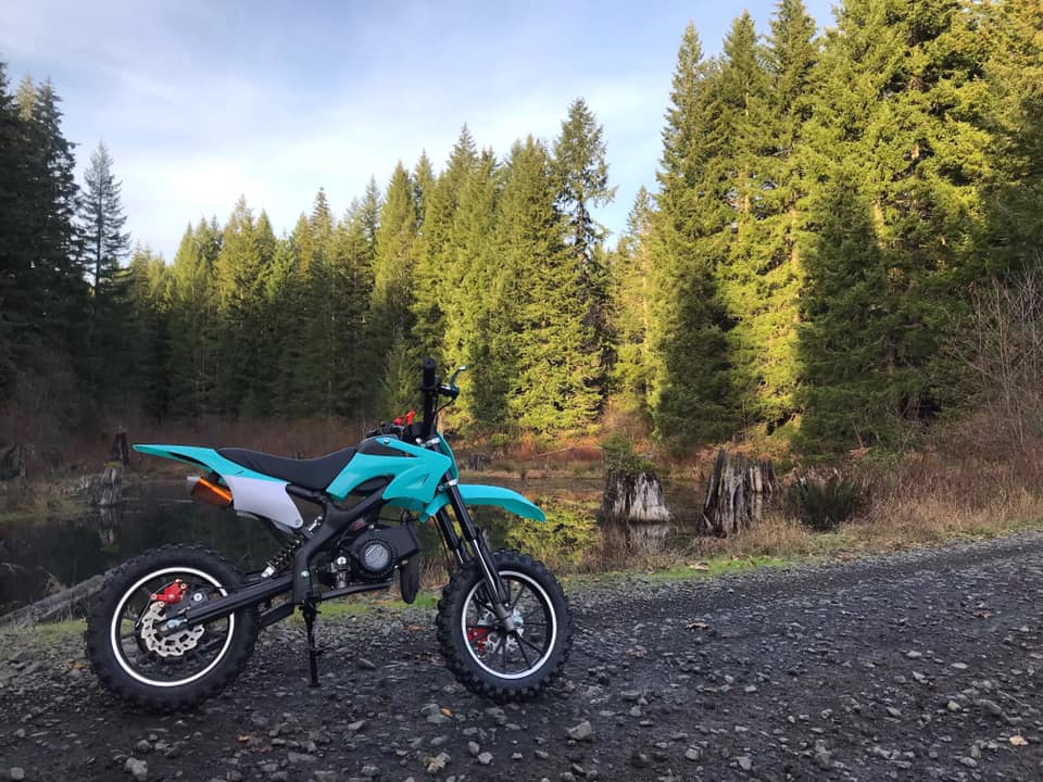 SYX MOTO Holeshot 50cc Pull Start Mini Dirt Bike, Teal - SYX MOTO