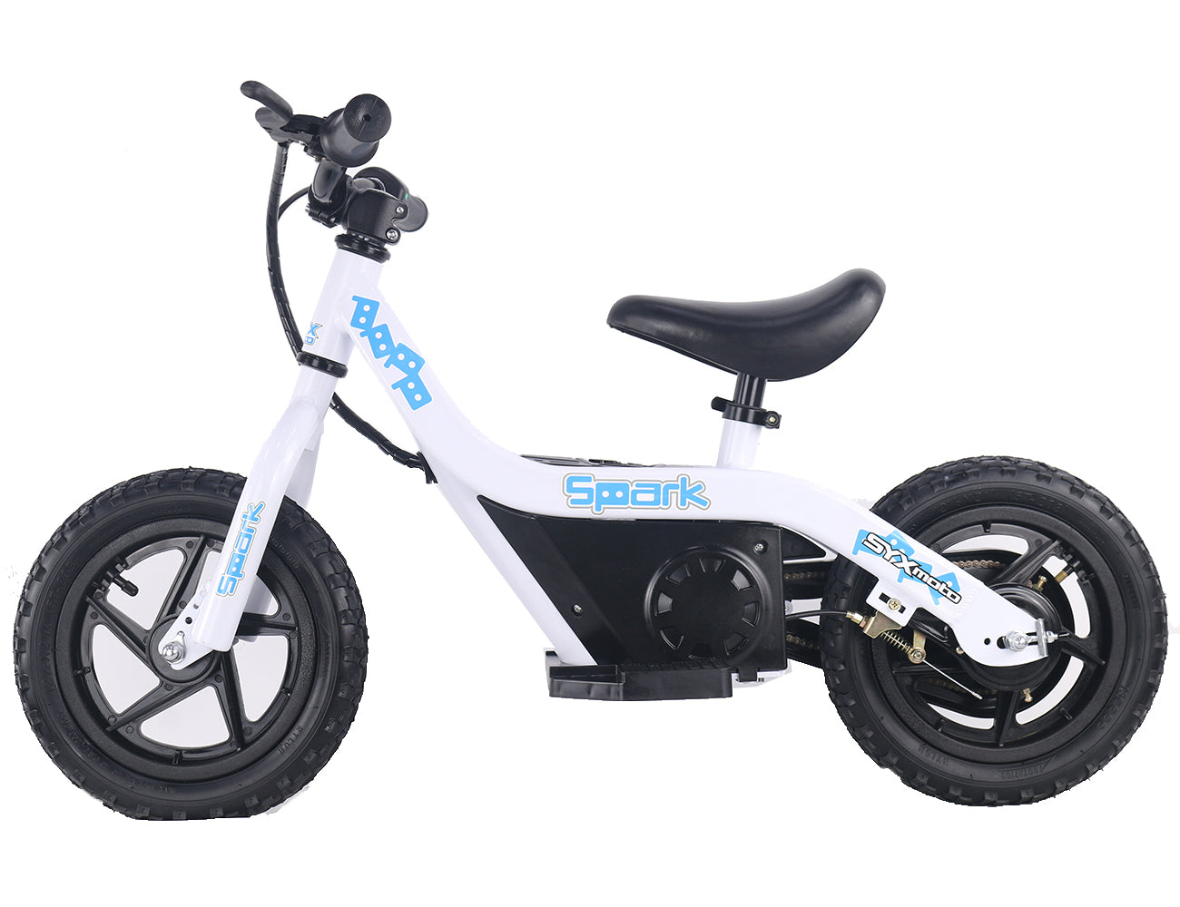 SYX MOTO SPARK Mini Electric Balance Bike, White - SYX MOTO