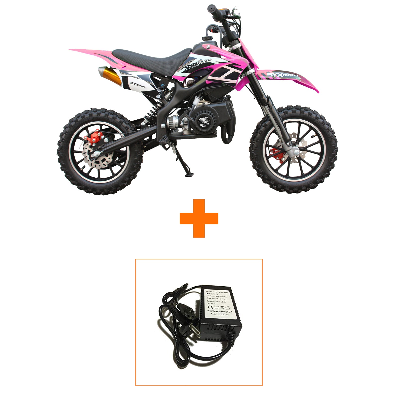SYX MOTO Holeshot ES 50cc Electric Start/Pull Start Mini Dirt Bike, Pink - SYX MOTO