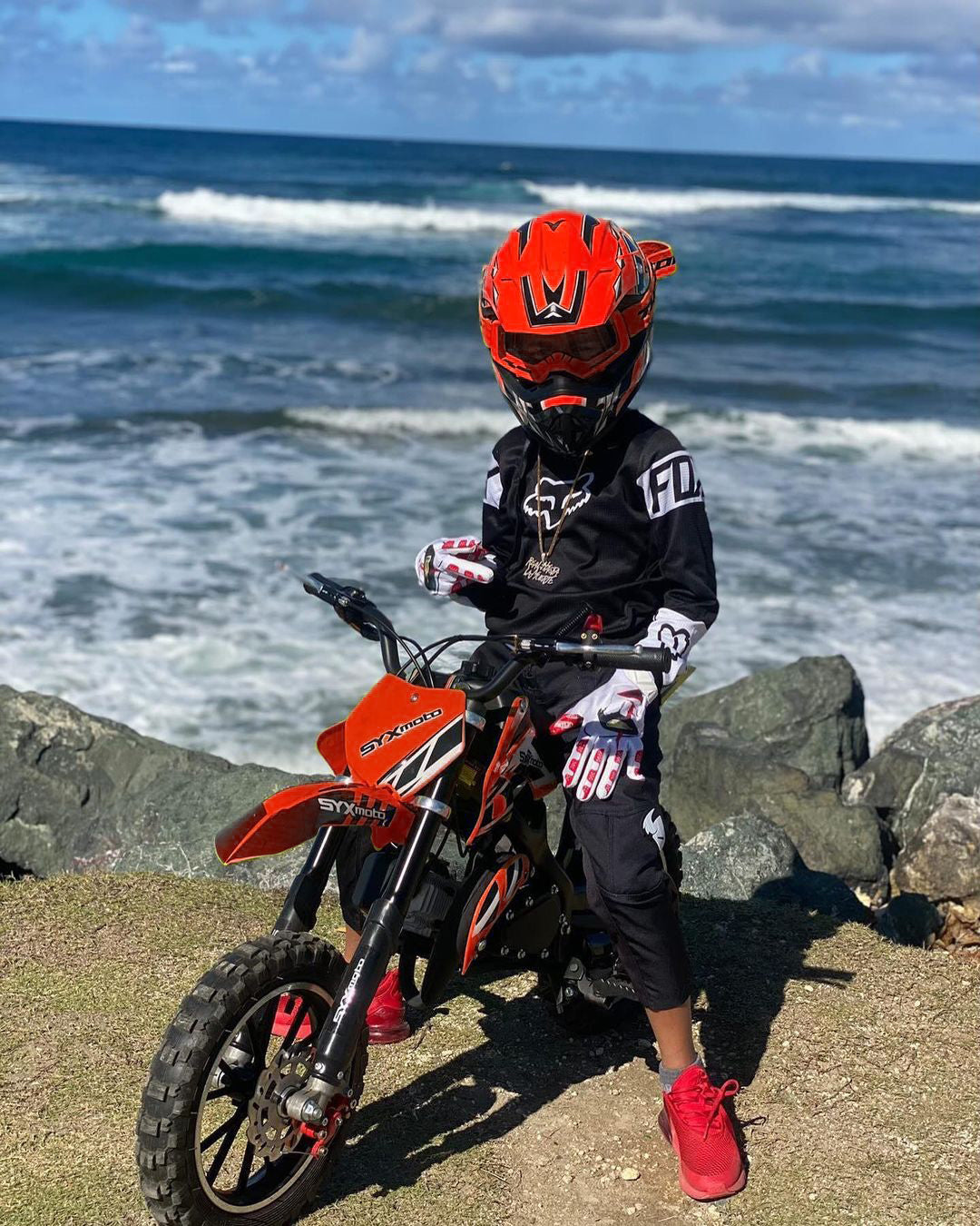 SYX MOTO Holeshot 50cc Pull Start Mini Dirt Bike, Red - SYX MOTO