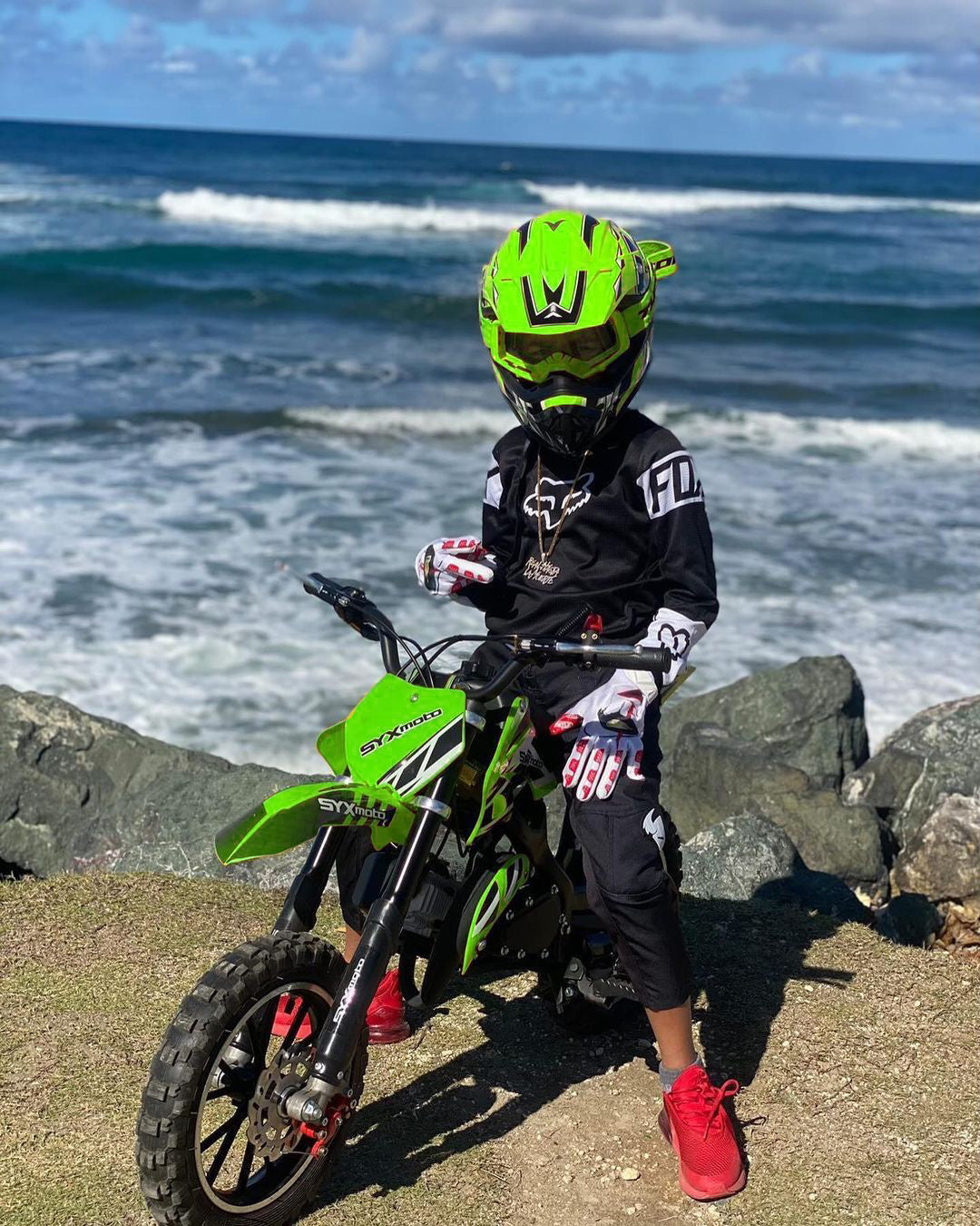 SYX MOTO Holeshot 50cc Pull Start Mini Dirt Bike, Green - SYX MOTO
