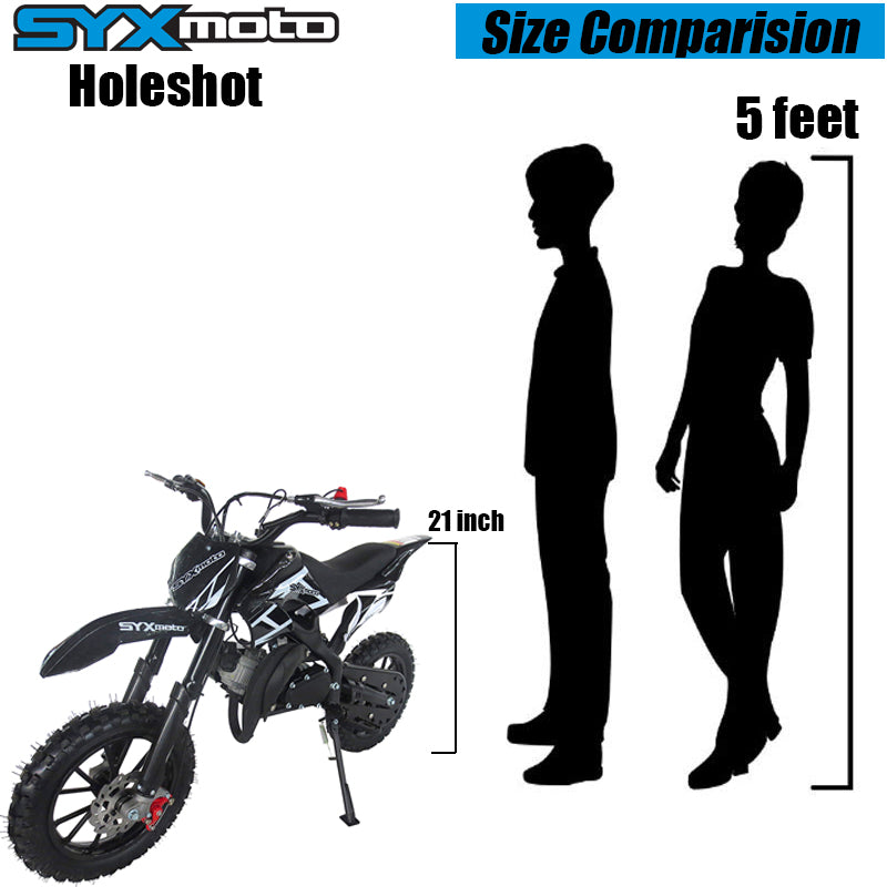 SYX MOTO Holeshot 50cc Pull Start Mini Dirt Bike, Black - SYX MOTO