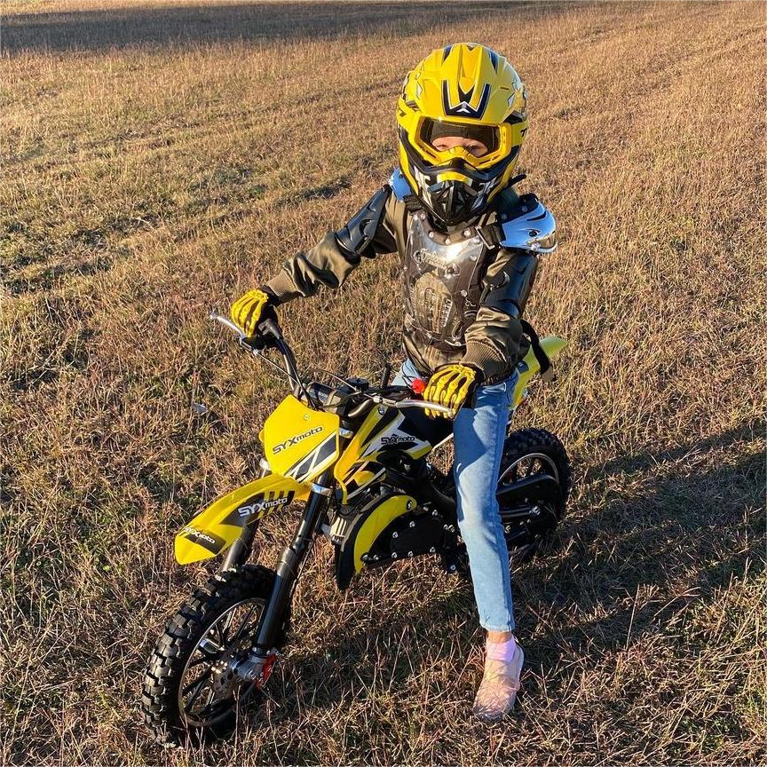 SYX MOTO Holeshot 50cc Pull Start Mini Dirt Bike, Yellow - SYX MOTO