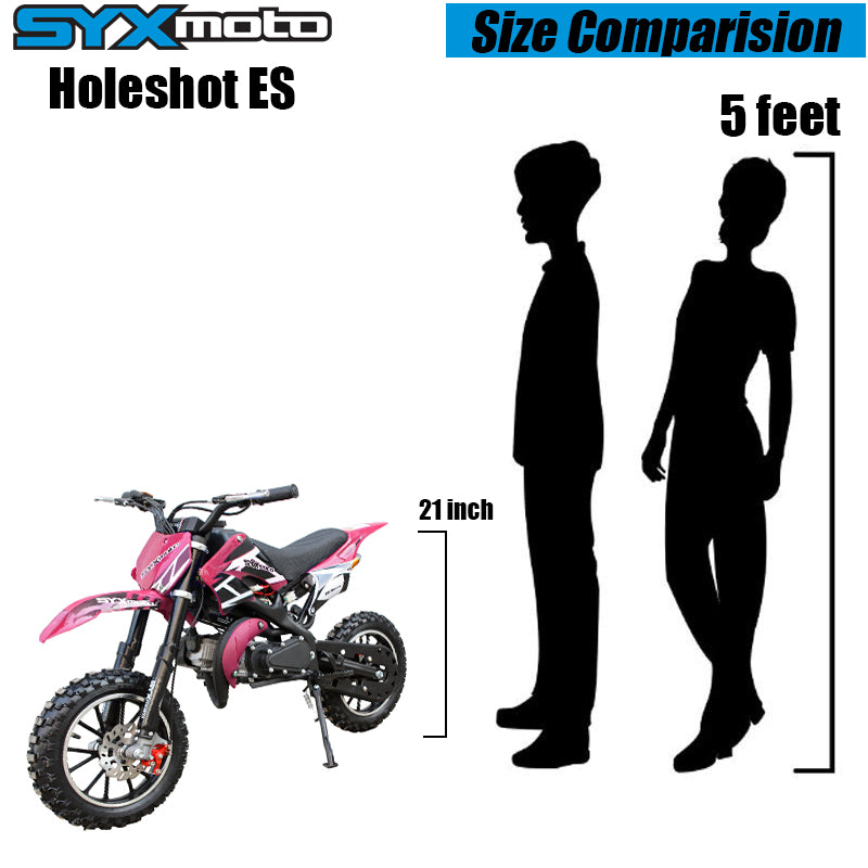 SYX MOTO Holeshot ES 50cc Electric Start/Pull Start Mini Dirt Bike, Pink - SYX MOTO