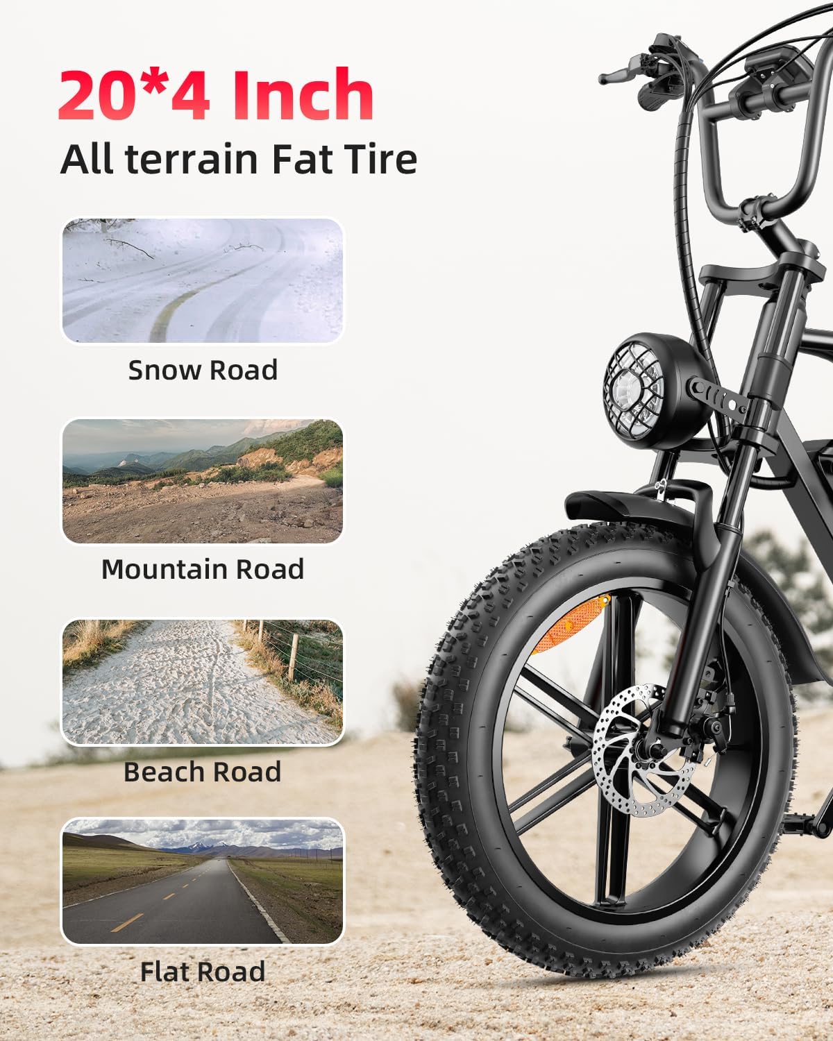1000W Fat Tire Electric Bike - 30mph, 70-Mile Range, All-Terrain eBike for Adults