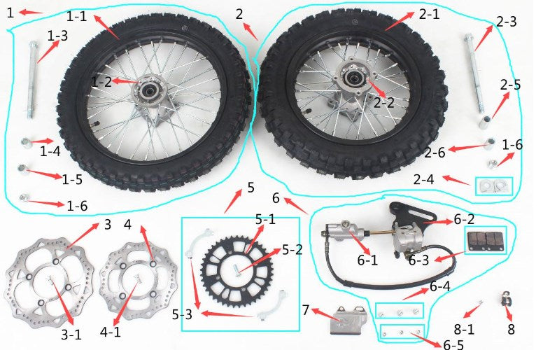 SYX MOTO Roost Front Tires Rear Tires Replacement Parts for Roost 125cc Dirt Bike