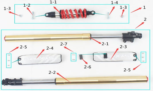 SYX MOTO Front Rear Shock Replacement Parts for Whip 125cc Dirt Bike
