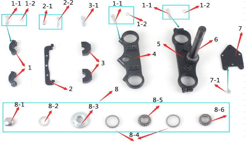 SYX MOTO Whip Trigle Clamp Replacement Parts for Whip 125cc Dirt Bike