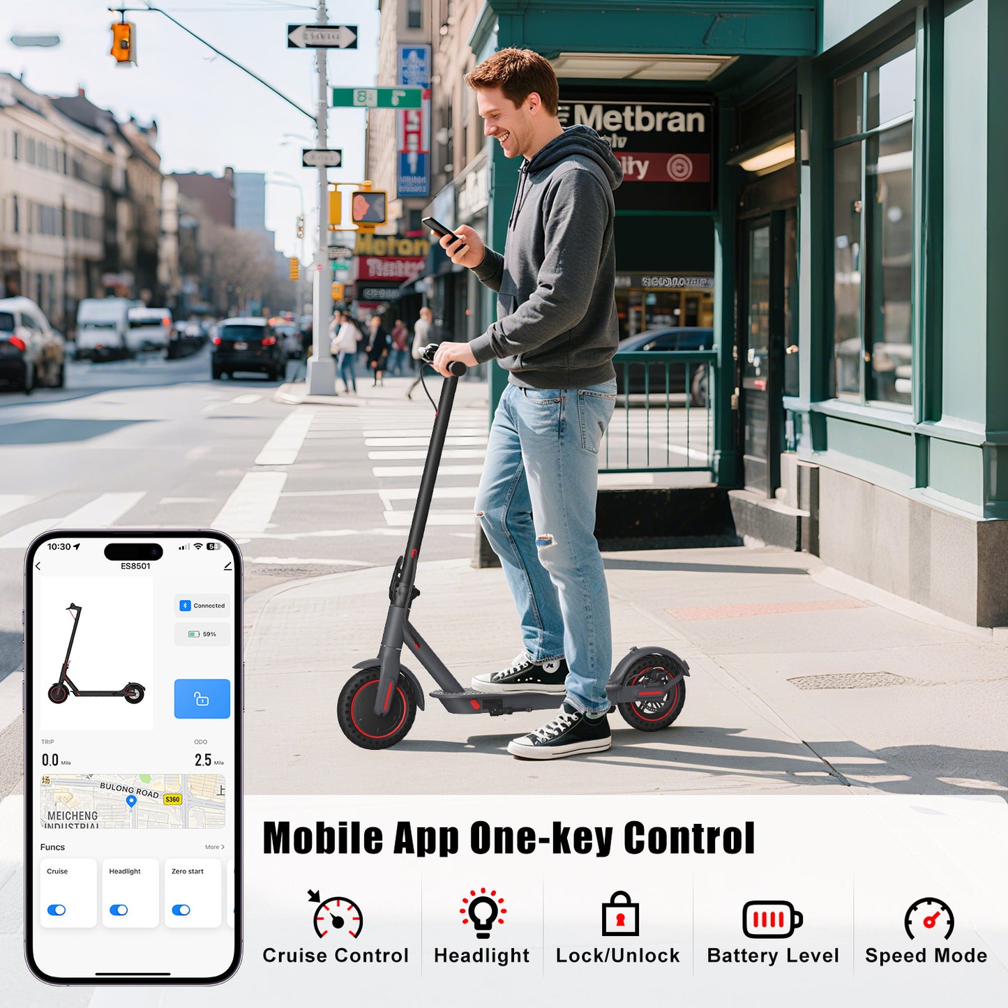 Patinete eléctrico de 350 W, compacto y con conectividad a la app