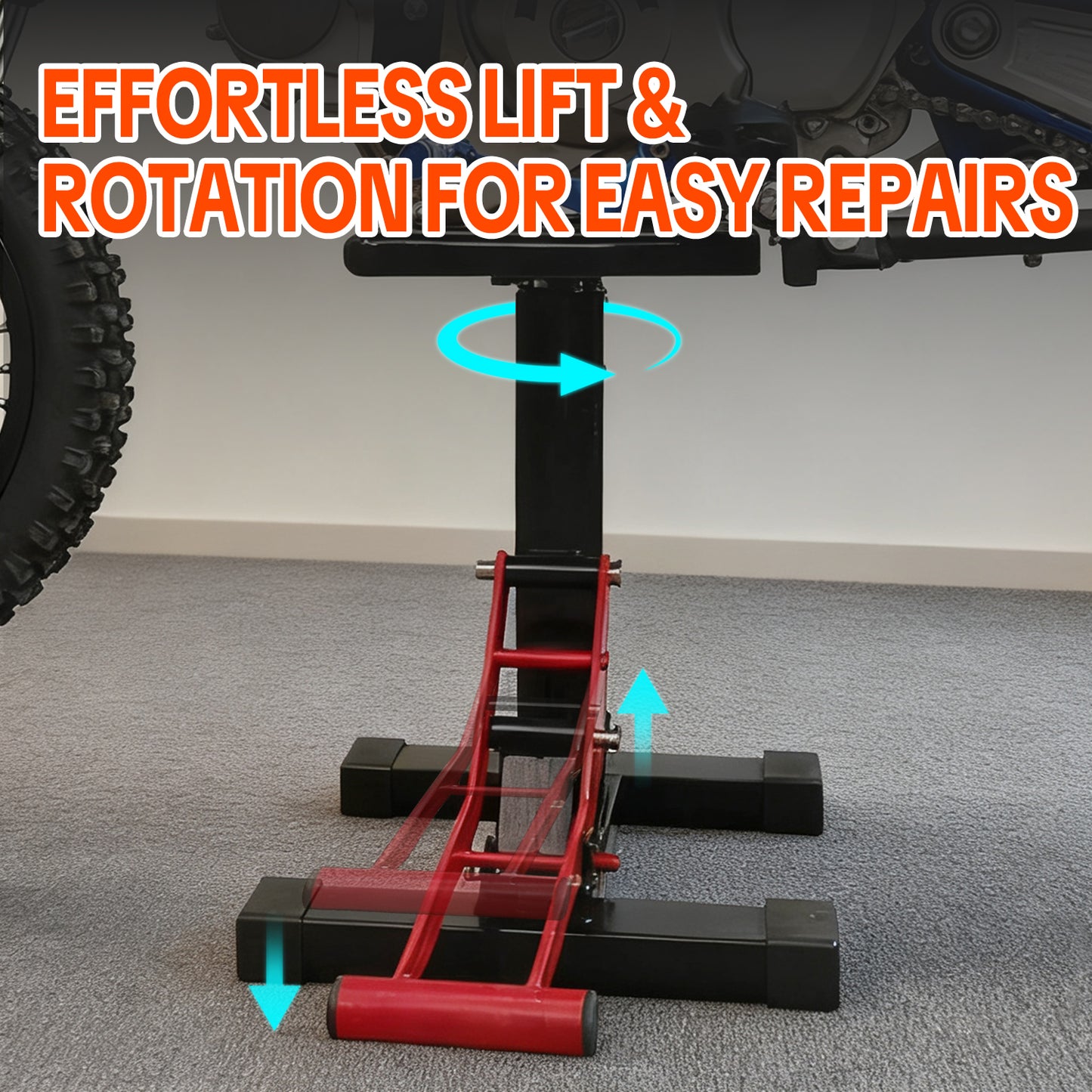 SYX MOTO Motorcycle Lift Stand 440lbs Capacity, 360° Rotating Scissor Lift