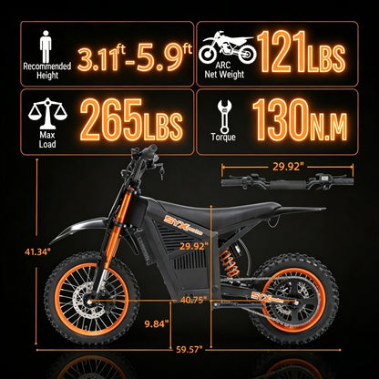 SYX MOTO ARC 3000W Peak Electric Dirt Bike | 48V Mid-Drive Off-Road Motorcycle - SYX MOTO
