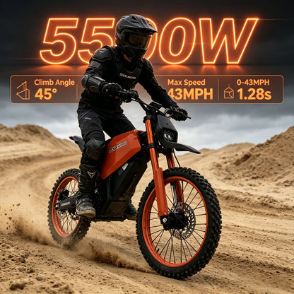 SYX MOTO SPRK Electric Dirt Bike | 5500W Peak, 43MPH High Speed Off-Road Trail Motorcycle (60V 27Ah) - SYX MOTO