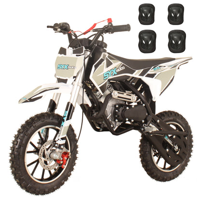 SYX MOTO Dirt-X 60cc Gas Powered Kids Mini Dirt Bike with Protective Knee & Elbow Pads Set