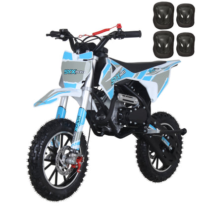SYX MOTO Dirt-X 60cc Gas Powered Kids Mini Dirt Bike with Protective Knee & Elbow Pads Set
