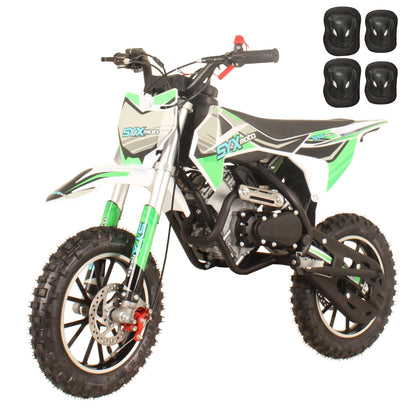 SYX MOTO Dirt-X 60cc Gas Powered Kids Mini Dirt Bike with Protective Knee & Elbow Pads Set