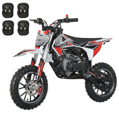 SYX MOTO Dirt-X 60cc Gas Powered Kids Mini Dirt Bike with Protective Knee & Elbow Pads Set