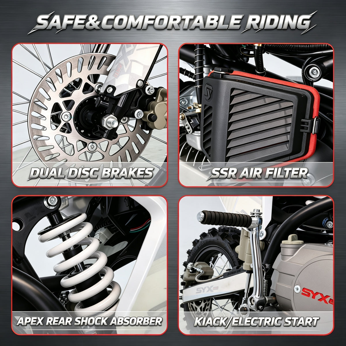 SYX MOTO K1 125cc Dirt Bike | 4-Stroke Off-Road Pit Bike for Teens & Adults - SYX MOTO
