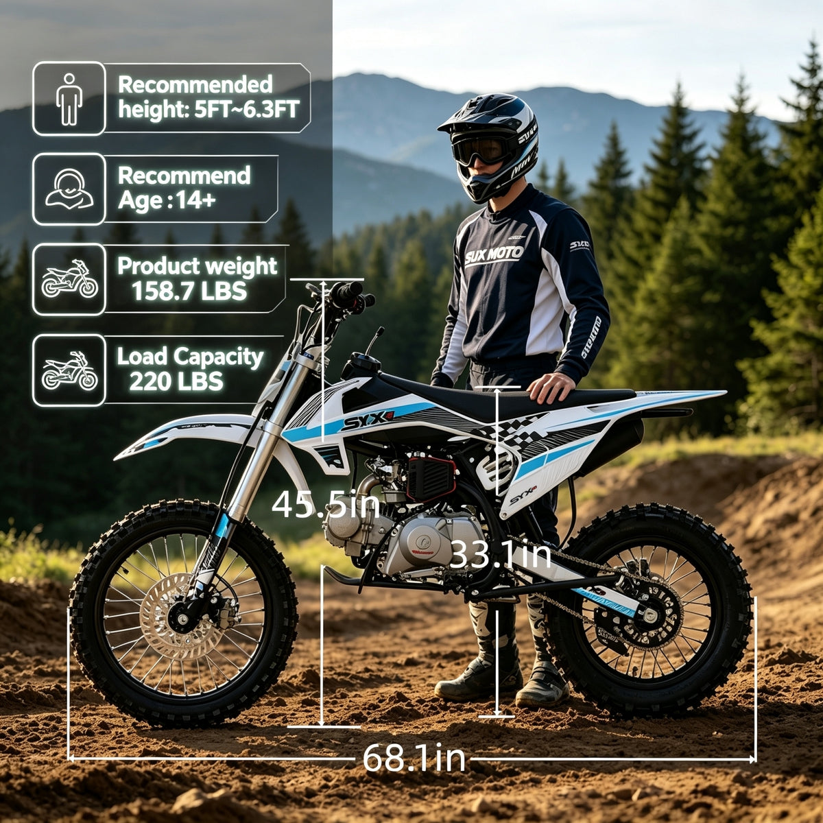 SYX MOTO K1 125cc Dirt Bike | 4-Stroke Off-Road Pit Bike for Teens & Adults - SYX MOTO