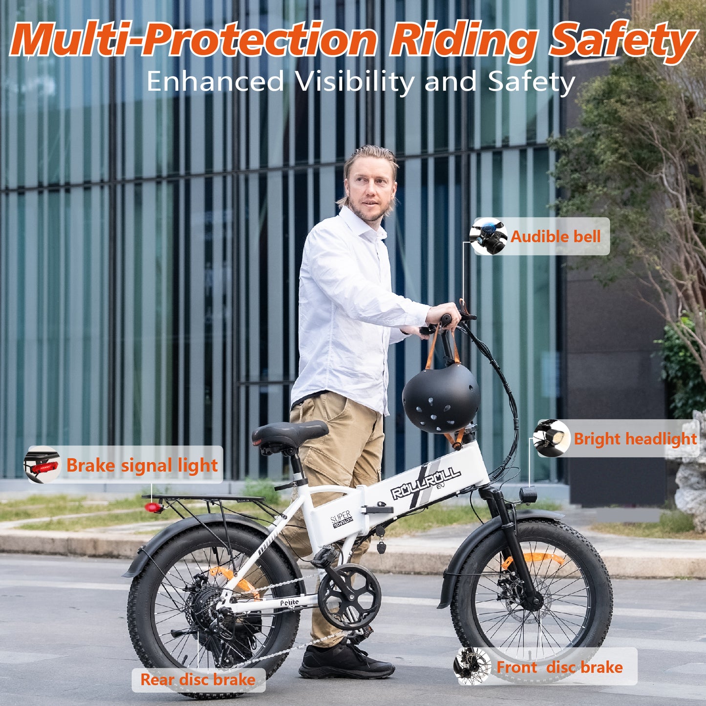 SYX MOTO 20" Fat Tire Electric Bike for Adults, 48V 350W Foldable Ebike with LCD