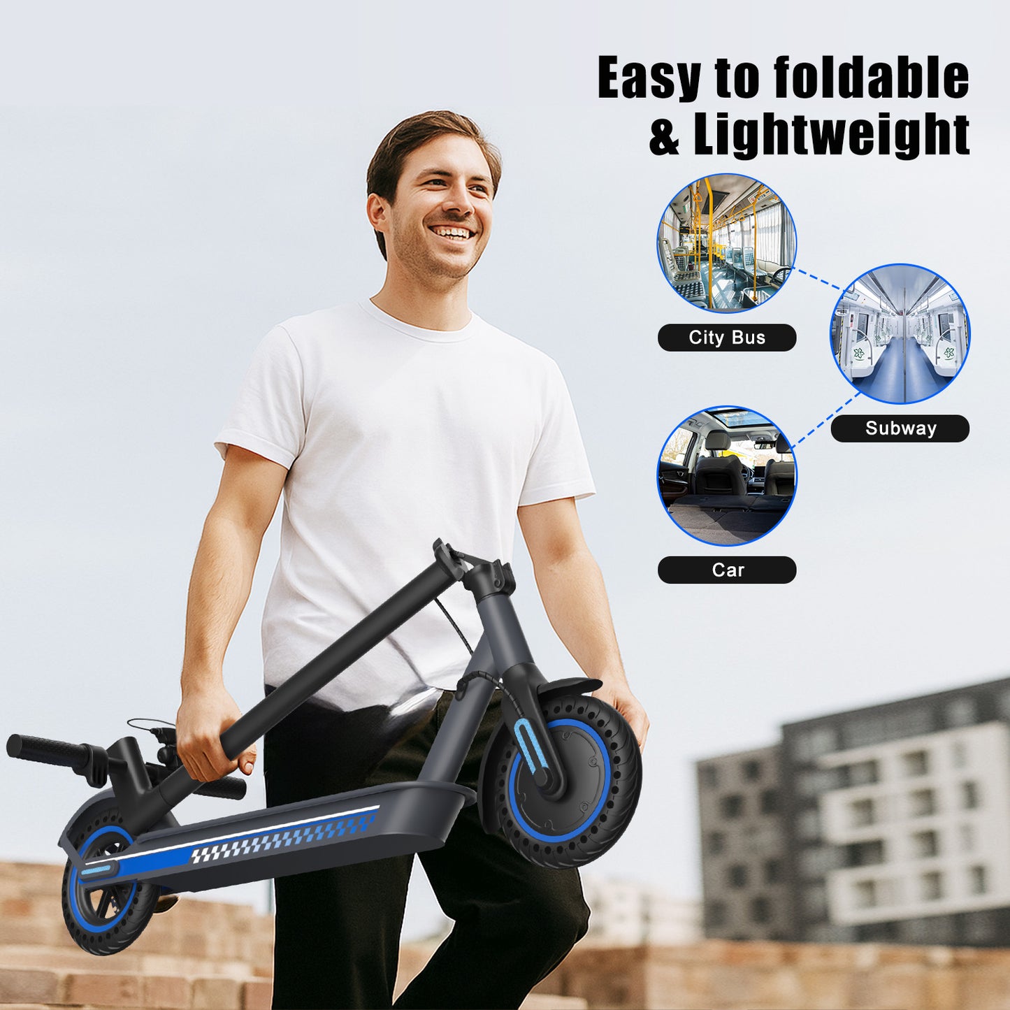Patinete eléctrico ultraligero de 350 W para desplazamientos diarios con control inteligente por aplicación