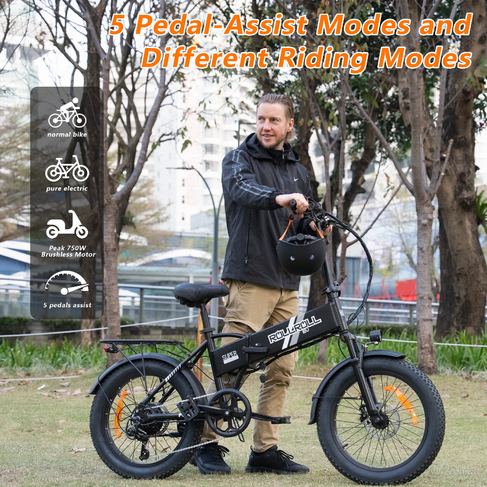 motor bike with pedals SYX MOTO 20" Fat Tire Electric Bike for Adults, 48V 350W Foldable Ebik
