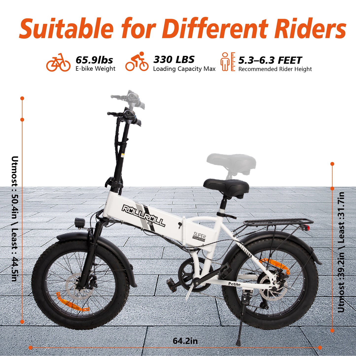 SYX MOTO 20" Fat Tire Electric Bike for Adults, 48V 350W Foldable Ebike with LCD