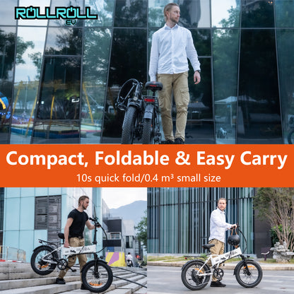 SYX MOTO 20" Fat Tire Electric Bike for Adults, 48V 350W Foldable Ebike with LCD