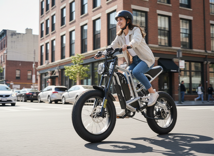 Bicicleta eléctrica SYX MOTO para adultos, motor de 750 W de potencia máxima, hasta 47 km/h, alcance máximo de 56 km.