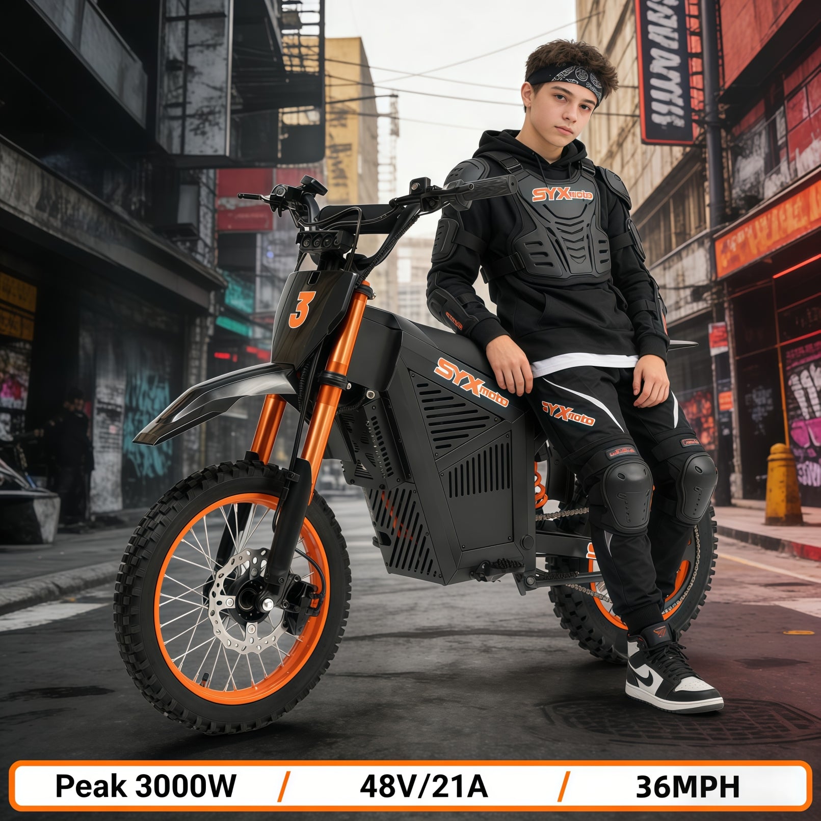 SYX MOTO ARC Electric Dirt Bike 3000W Peak 48V/21AH Off-Road E-Dirt Bike for Teens & Adults - SYX MOTO