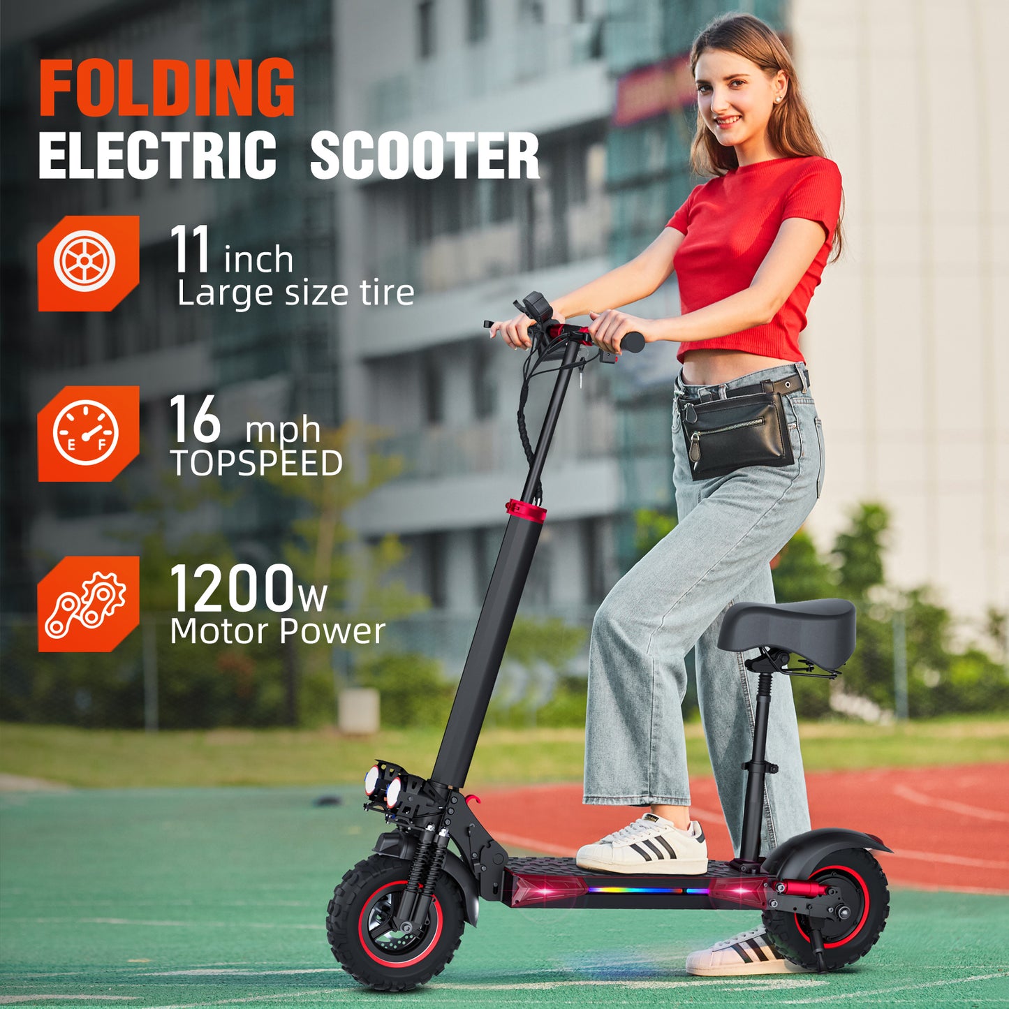 Patinete eléctrico plegable de alta velocidad de 1200 W para adultos 