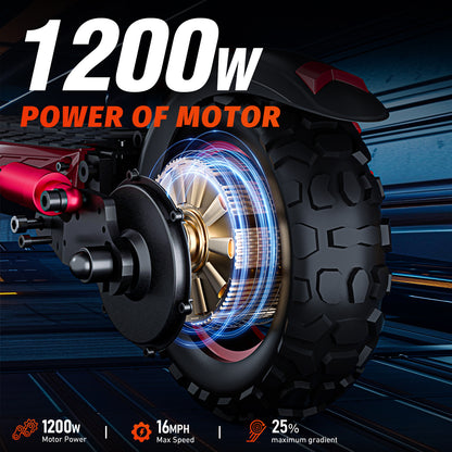 Patinete eléctrico plegable de alta velocidad de 1200 W para adultos 