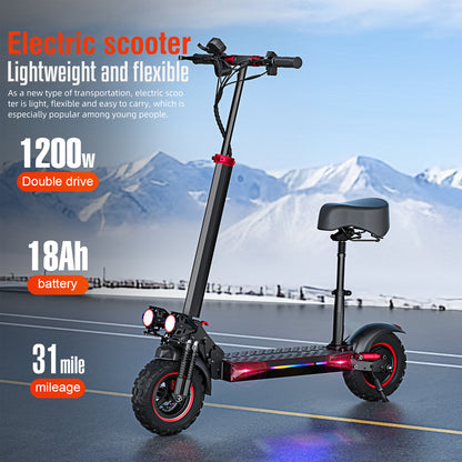 Patinete eléctrico plegable de alta velocidad de 1200 W para adultos 