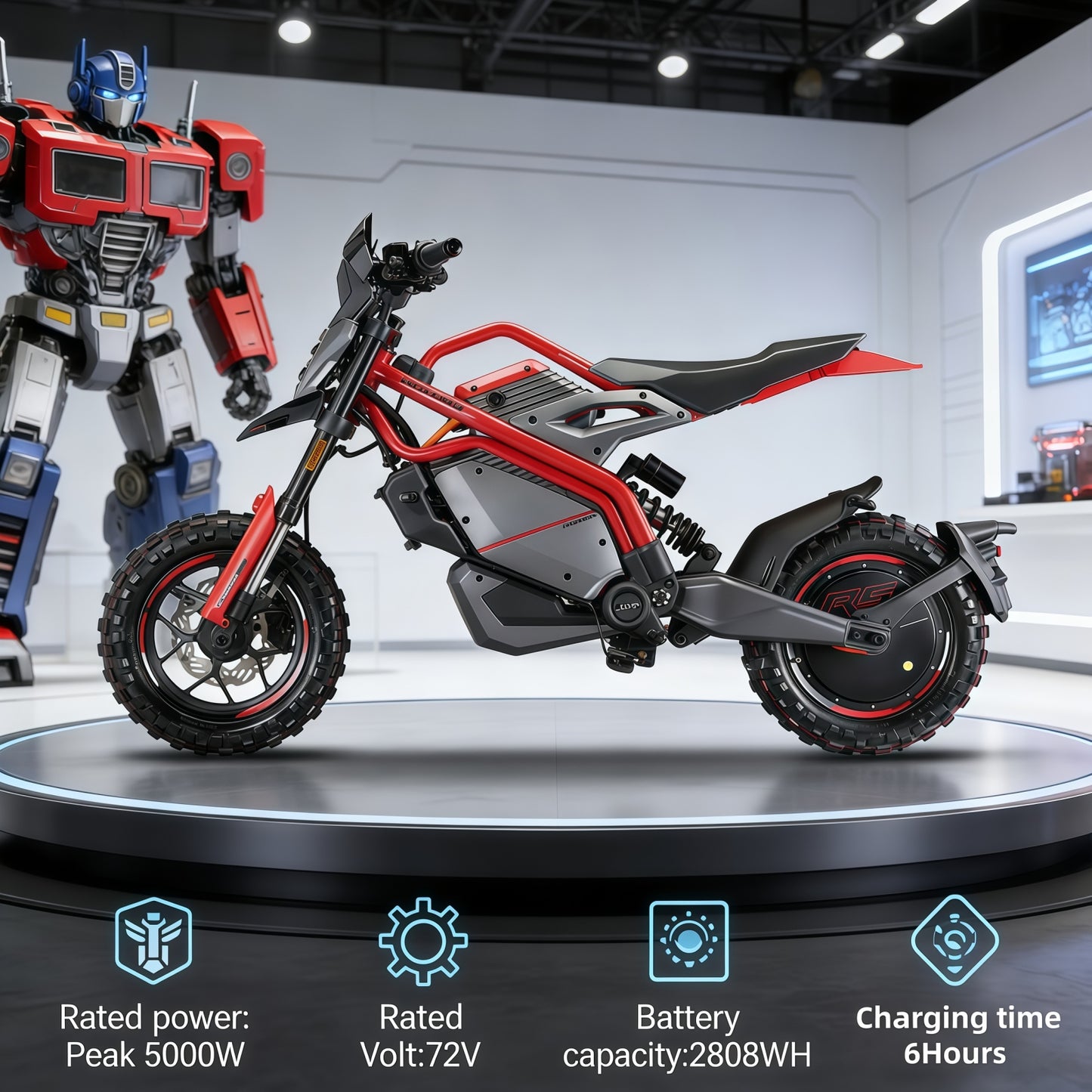 SYX MOTO Electric Dirt Bike for Adults Teens, Peak 5000W Electric Motorcycle, Off-Road EBike with 72V/2808WH Removable Battery,Top Speed 56Mph, 6hours Charge Time, 12'/13'inch Tire(OFF ROAD))